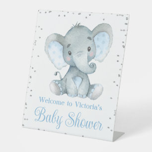 Jungen-Elefanten-Baby-Shower-Willkommens-Tischschi Sockelschild