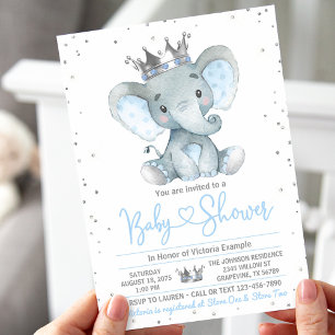Jungen-Elefanten-Prinz-Baby-Shower-Einladung Einladung
