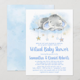 Jungen-Elefanten-Virtual-Baby-Shower-Einladung Einladung