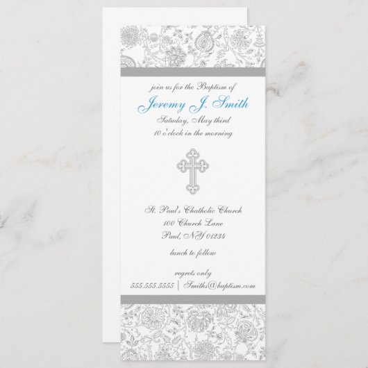 Jungen-elegante Quertaufeinladungen Einladung (Vorne/Hinten)