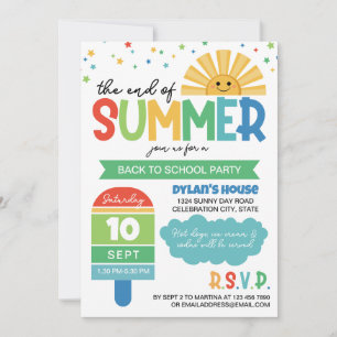 Jungen-Ende-des-Sommers-Back-to-School-Party Einladung
