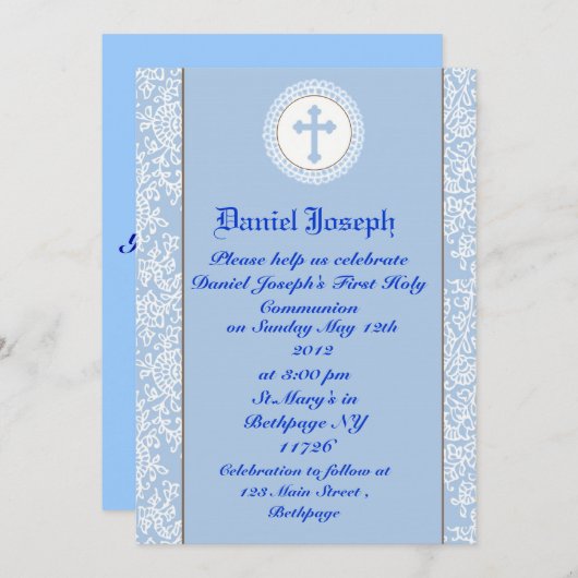 Jungen-erste heilige Kommunions-Einladungen Einladung (Vorne/Hinten)