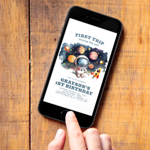 Jungen Erste Reise Astronaut Digitaler Geburtstag Einladung