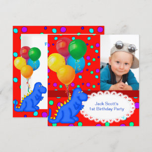 Jungen Erster Geburtstag 1. Dinosaurier Einladung