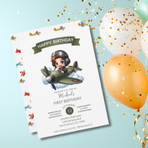Jungen Erster Geburtstag Pilot Vintage Flugzeug Wo