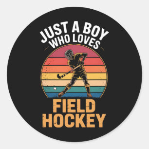 Jungen Feldhockey _1 Runder Aufkleber
