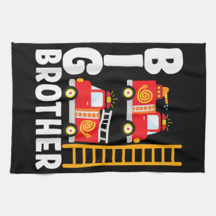 Jungen-Feuerwehrauto-Feuer-Thema-Großer-Bruder-Feu Geschirrtuch