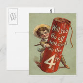 Jungen-Feuerwerk-Kracher-Streichholz Postkarte (Vorne/Hinten)
