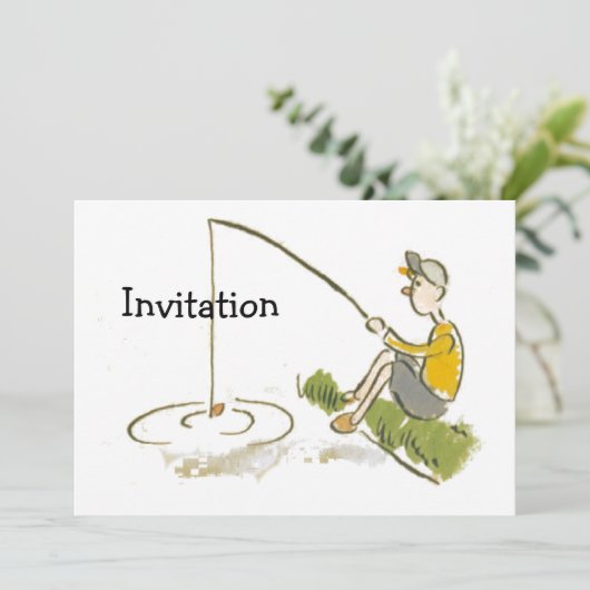 Jungen-Fischen Einladung (Stehend Vorderseite)