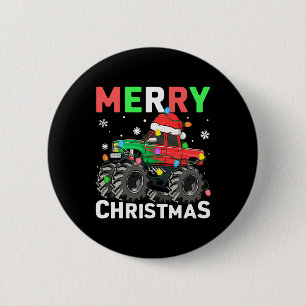 Jungen Frohe Weihnachten Monster Truck Weihnachtsm Button