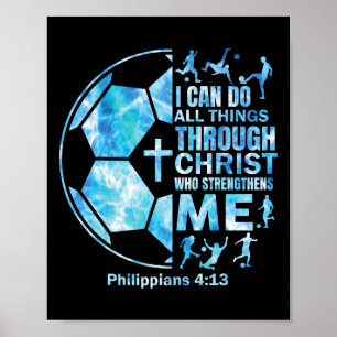 Jungen Fußball christliches T-Shirt Ich kann alle  Poster