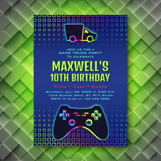 Jungen Game Truck Party Geburtstag Einladung