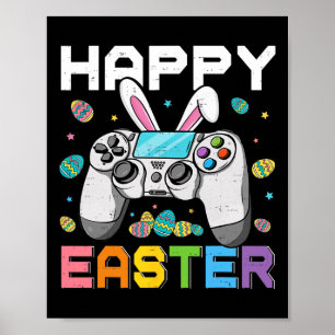 Jungen-Gamer Frohen Ostertag Videospiele Bunny Gam Poster