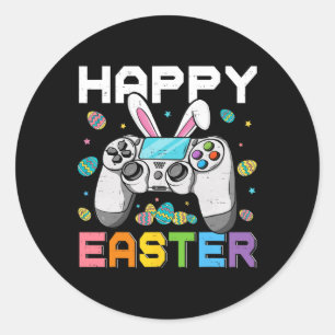 Jungen-Gamer Frohen Ostertag Videospiele Bunny Gam Runder Aufkleber
