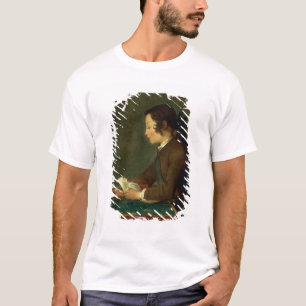 Jungen-Gebäude ein Schloss der Karten (Öl auf T-Shirt