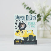 Jungen Geburtstag Bauwagen Blaugelb Postkarte (Stehend Vorderseite)