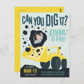 Jungen Geburtstag Bauwagen Blaugelb Postkarte (Vorne/Hinten)