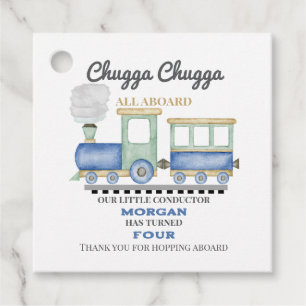 Jungen-Geburtstag Blau Zug Chugga Choo jedes Alter Geschenkanhänger