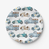 Jungen-Geburtstag im Vintage-Auto-Stil Pappteller (Vorderseite)