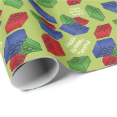 Jungen-Geburtstags-Party - Gebäude-Blöcke Geschenkpapier (Rolleneckpunkt)