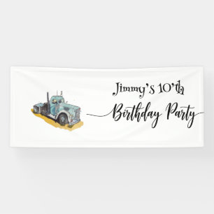 Jungen Geburtstagsfeier Blaues Sattelzugmaschine Banner