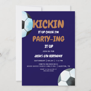 Jungen-Geburtstagsfeier Blue Soccer Kickin it Up Einladung