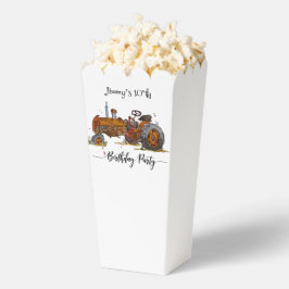 Jungen-Geburtstagsfeier mit Mohnpopcorn im Traktor Geschenkschachtel