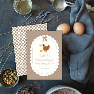 Jungen Gingham Cottagecore Henne Küken Babyparty  Dankeskarte