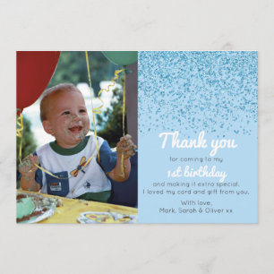 Jungen-Glittergeburtstag danken Ihnen zu kardieren Dankeskarte