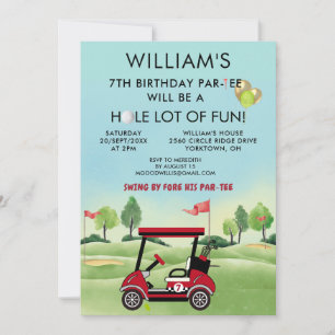 Jungen-Golf-Themen-7. Geburtstag Par-Tee Einladung