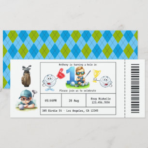 Jungen-Golf-Ticket Stil 1. Geburtstagsfeier Einladung