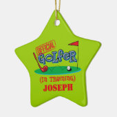 Jungen-Golfspieler, wenn personalisierte Keramikornament (Links)