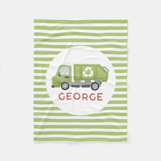 Jungen Grüne Müll Müllwagen Kinder Fleecedecke (Vorderseite)