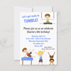Jungen Gymnastik Geburtstagsparty Einladung