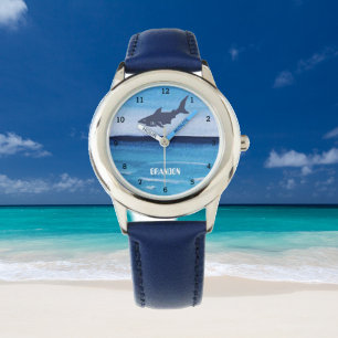 Jungen Hai Ozean Fisch Süße moderne blaue Kinder Armbanduhr