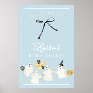 Jungen Halloween-Geist und schwarze Schleife Baby Poster