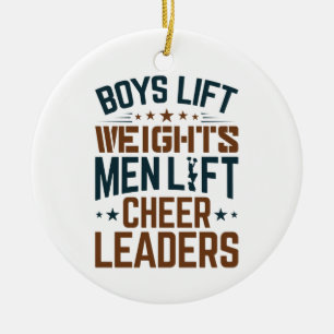 Jungen heben Gewicht Männer heben Cheerleader Chee Keramik Ornament