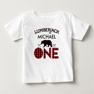 Jungen-Holzfäller-Bärn-Pfeil-1. Geburtstags-T - Baby T-shirt