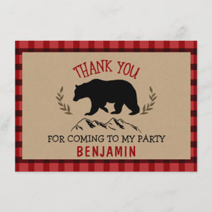 Jungen-Holzfäller-Geburtstag danken Ihnen flache Dankeskarte