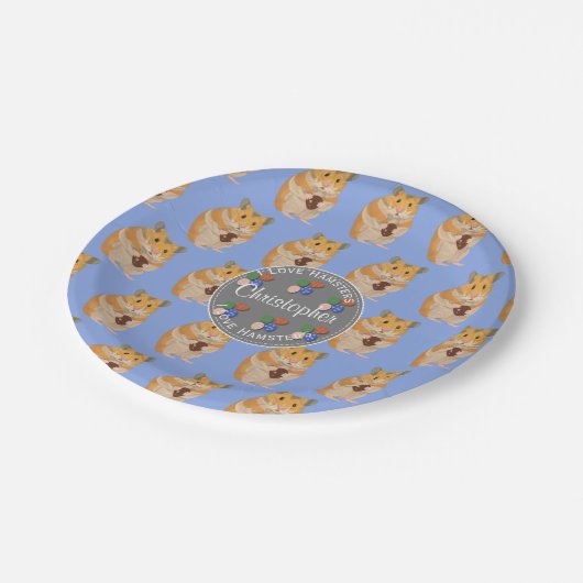 Jungen I Liebe Hamsters Ostermuster Pappteller (Schrägansicht)