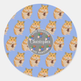 Jungen I Liebe Hamsters Ostermuster Runder Aufkleber