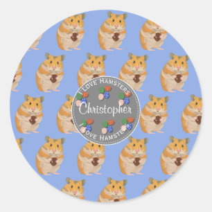 Jungen I Liebe Hamsters Ostermuster Runder Aufkleber