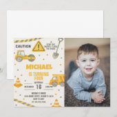 Jungen im Bau - Einladung zum Geburtstag (Vorne/Hinten)