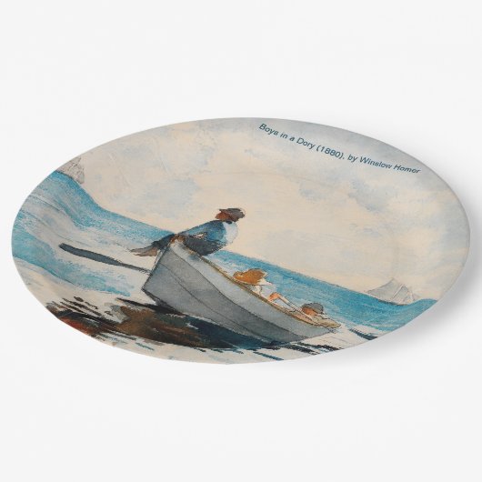 Jungen in einer Geschichte (1880) von Winslow Home Pappteller (Schrägansicht)