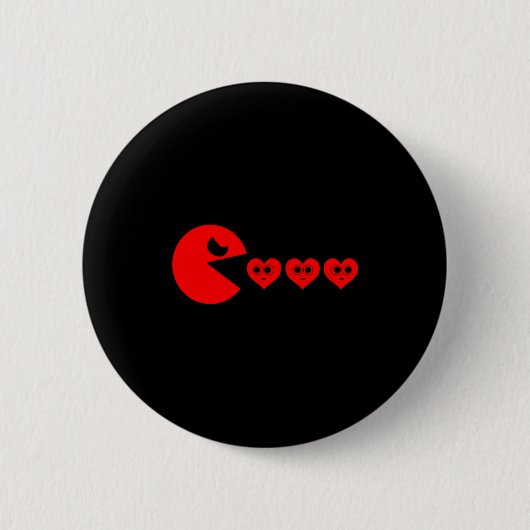 Jungen Kinder Valentinstag Herzen Essen Lustiger G Button (Vorderseite)