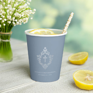 Jungen-Konfirmationsgeschenk Dusty Blue Vintage-Wa Pappbecher