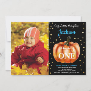 Jungen-Kürbis-Herbst-Geburtstags-Einladung Gold Einladung