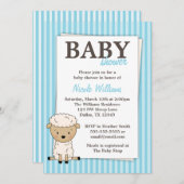 Jungen-Lamm-Babyparty-blauer Streifen-Einladungen Einladung (Vorne/Hinten)