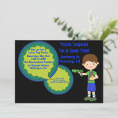 Jungen-Laser-Umbau-Geburtstags-Party Einladung (Stehend Vorderseite)