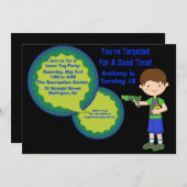 Jungen-Laser-Umbau-Geburtstags-Party Einladung (Vorne/Hinten)